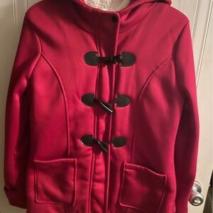 Women's Red Toggle Coat